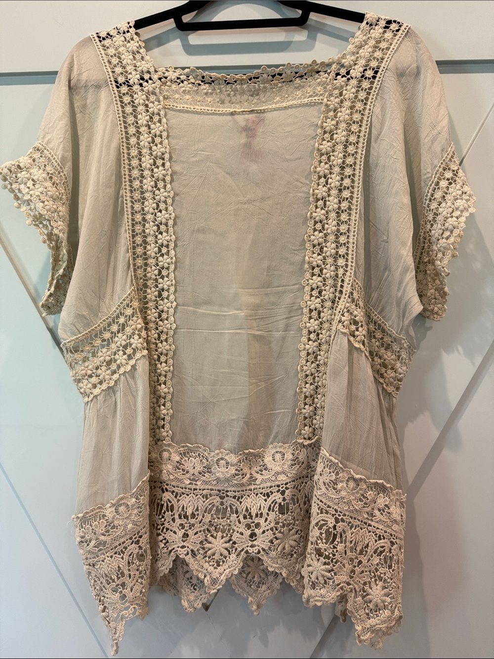 Johnny Was Cream Crochet Lace Boho Blouse - Picture 6 of 7